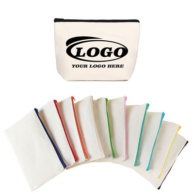 Multi-Use Zippered Canvas Makeup Bag, Wallet & Pencil Pouch