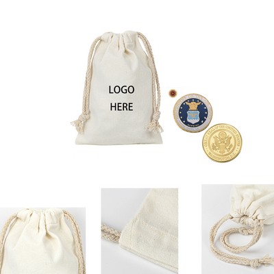 6.3" x 11.81" Utility Cotton Pouches with Drawstring Handle